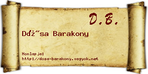 Dósa Barakony névjegykártya